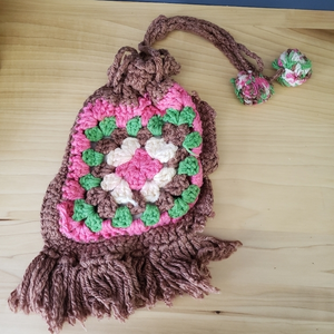 Vintage 70s Handmade‎ Cinch Crochet Bag